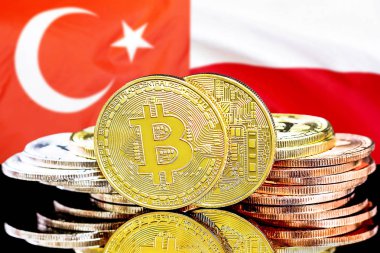 Türkiye ve Polonya bayrağı arka plan bitcoins