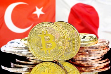 Türkiye ve Japonya bayrak arka plan bitcoins