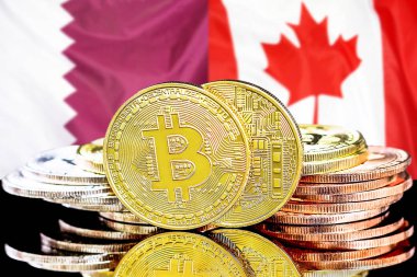 Katar ve Kanada bayrak arka plan bitcoins