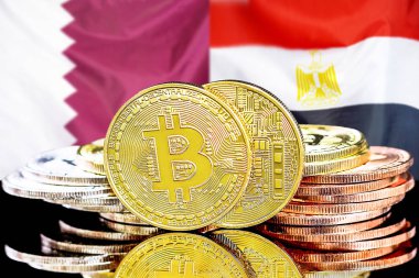 Katar ve Mısır bayrağı arka plan bitcoins