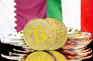 Katar ve İtalya bayrak arka plan bitcoins