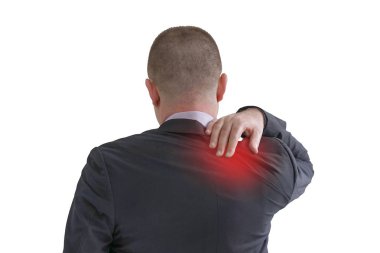 omuz ağrısı ile işadamı