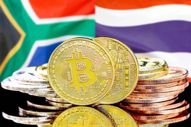 Güney Afrika ve Tayland bayraklarında Bitcoinler