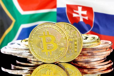 Güney Afrika ve Slovakya bayraklarında Bitcoins