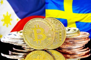 Filipinler ve İsveç bayraklarında Bitcoinler