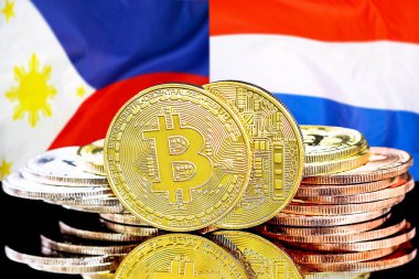 Filipinler ve Hollanda bayraklarında Bitcoinler