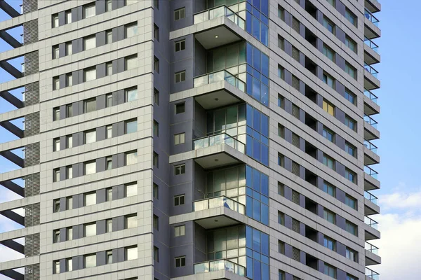 Стеклянные Синие Квадратные Окна Фасада Современного Городского Делового Здания Небоскреба — стоковое фото