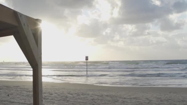 Puesta Sol Playa Tel Aviv Durante Invierno — Vídeos de Stock