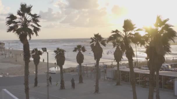 Coucher Soleil Sur Promenade Tel Aviv Israël — Video