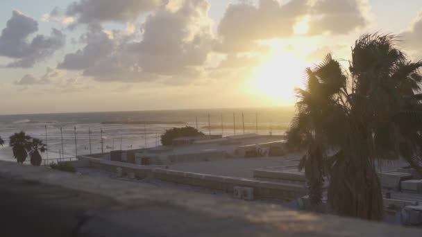 Pôr Sol Tel Aviv Praia — Vídeo de Stock