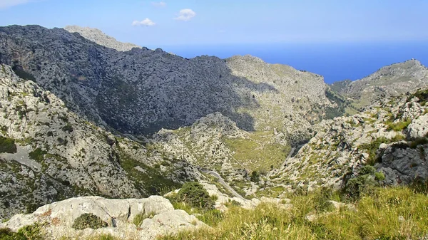 Kék Tramuntana Hegység Felett Spanyol Földközi Tengeri Mallorca Szigetén Gyönyörű — Stock Fotó
