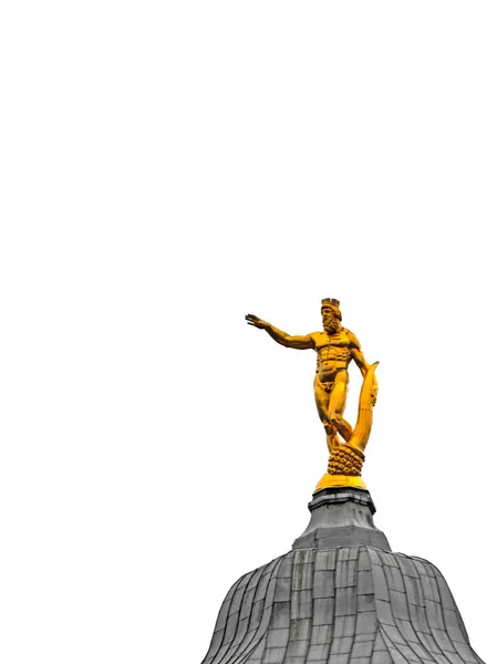 Лінія Відрізу Золотий Ратуша Людини Скульптура Дрездені Прімеріі Перед Білим — стокове фото