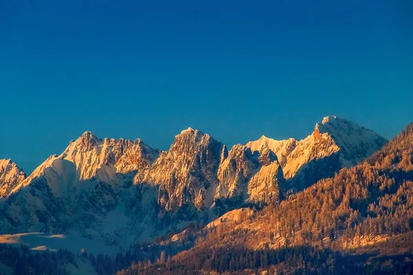 Kaiser Selvagem Pôr Sol Nas Montanhas Kaiser Alpes Tirol Áustria — Fotografia de Stock