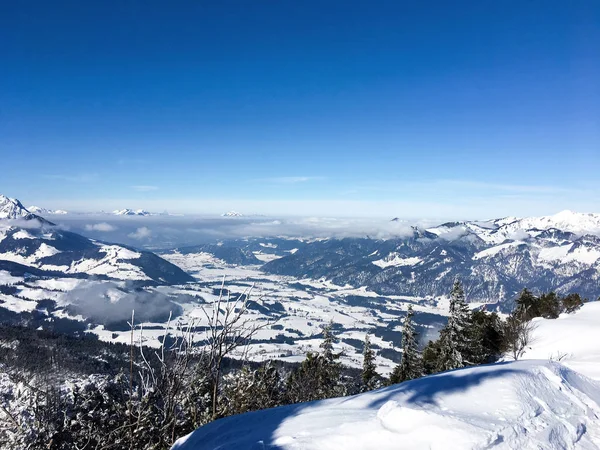 Blick Vom Unterberghorn Tirol Über Die Verschneiten Täler Winter — Stockfoto
