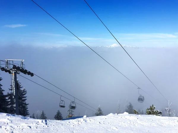 Gondolas Ski Lift Koessen Tyrol Austria Mountain Unterberghorn Appear Clouds — Stock Photo, Image