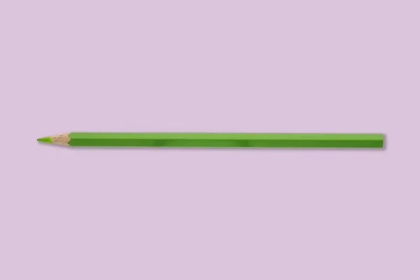 Kolor Zielony Ołówek Różowym Tle — Zdjęcie stockowe