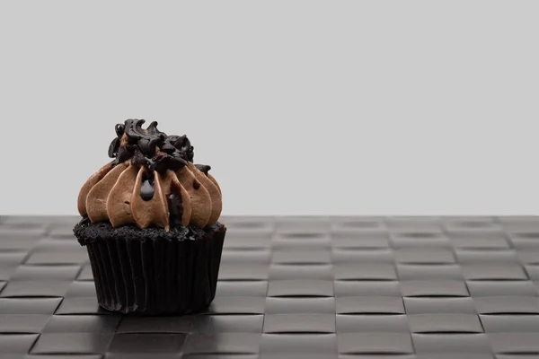 Lekkere Chocolade Mini Cupcakes Een Vintage Achtergrond Zoete Dessert — Stockfoto