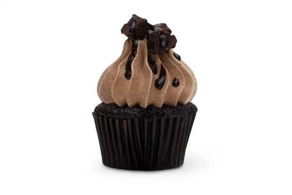 Chocolated Cupcake Isolado Fundo Branco — Fotografia de Stock