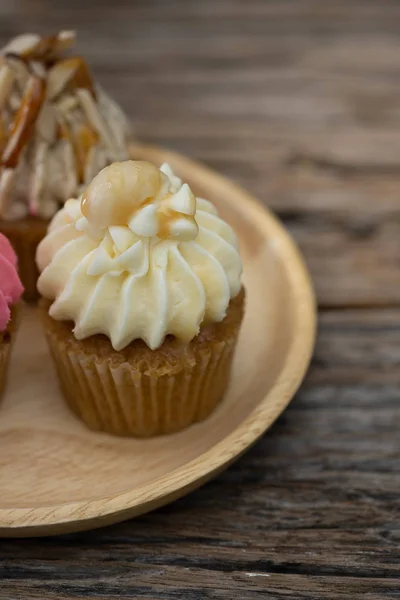 Mini Cupcakes Saborosos Fundo Vintage Sobremesa Doce Para Natal Ano — Fotografia de Stock