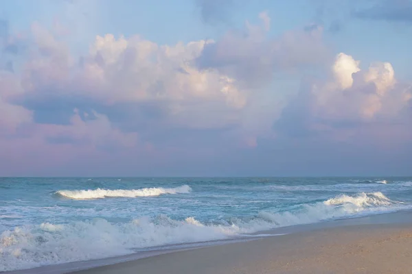 Vackra Pastell Solnedgång Himlen Med Molnlandskap Över Songkhla Havet — Stockfoto