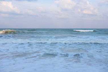 Songkhla okyanus cennet ile güzel pastel günbatımı gökyüzü.