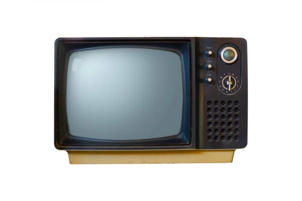 Retro Staré Hnědé Televize 80S Izolovaných Bílém Pozadí — Stock fotografie
