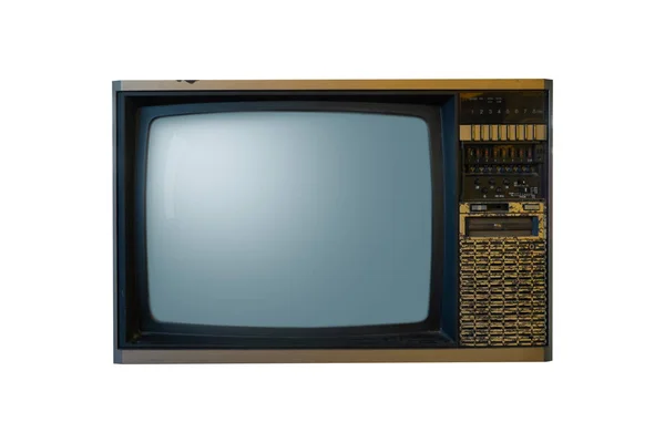 Retro Vieja Televisión Marrón Los Años Aislado Sobre Fondo Blanco — Foto de Stock