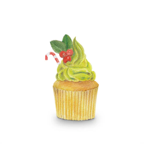 Aquarela desenhada à mão de cupcakes isolados sobre fundo branco — Fotografia de Stock