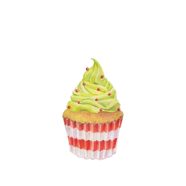 Aquarela desenhada à mão de cupcakes isolados sobre fundo branco — Fotografia de Stock