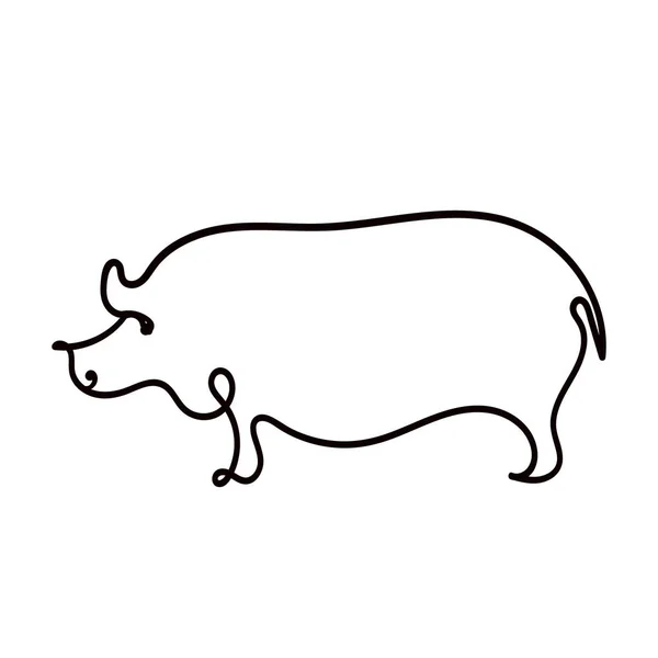 One line drawing of pig — Stock Photo, Image