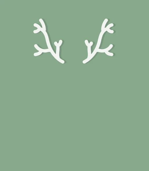 White antler christmas card template isolate on green — Stock Photo, Image