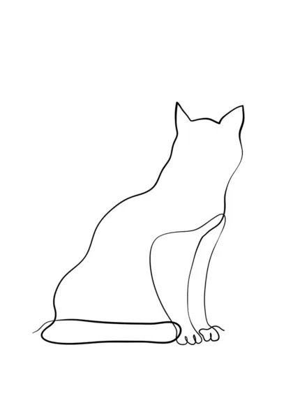 Egysoros Rajz Macskáról Modern Minimalista Stílusban Egysoros Rajz Grafikai Tervezés — Stock Fotó