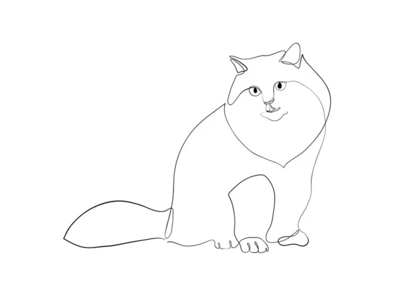 One Line Drawing Cat Modern Minimalistic Style Single Line Draw — Stock Photo, Image