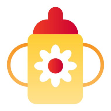 Düz ikonlu kupa. Bebek fincanı rengi simgeleri düz moda. Çocuk besleme gradyan tasarımı, ağ ve uygulama için tasarlanmış. Eps 10.