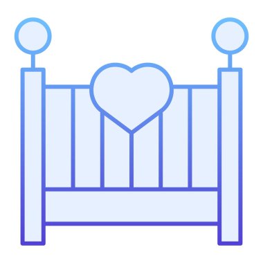 Bebek beşiği düz simgesi. Çocuklar mavi ikonları düz moda olarak yatar. Uyku gradyanı tasarımı, ağ ve uygulama için tasarlanmış. Eps 10.