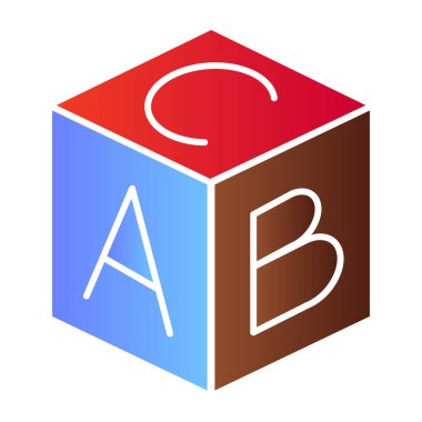 Çocuk alfabesi blok düz simgesi. Oyuncak küpü renk simgeleri modada düz. Eğitimsel blok gradyan tasarımı, web ve uygulama için tasarlandı. Eps 10.