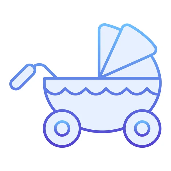 Ícone plano do Pram. Ícones de carrinho azul em estilo moderno plana. Kid design estilo gradiente carruagem, projetado para web e app. Eps 10 . —  Vetores de Stock