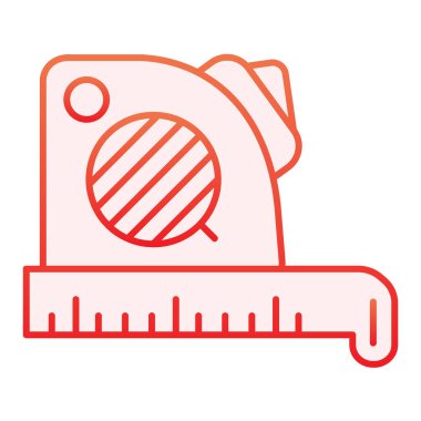 Rulet metresi düz simgesi. Renkli düz stil olarak santimetre kırmızı simgeler. Ağ ve uygulama için tasarlanmış gradyan stil tasarımını ölç. Eps 10.