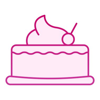 Kirazlı kek düz simgesi. Modaya uygun pembe renkli kiraz renkli pasta. Tatlı gradyan stil tasarımı, ağ ve uygulama için tasarlanmış. Eps 10.