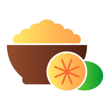 Mısır gevreği ve meyve hediyesi ikonu. Düz moda kahvaltı renk simgeleri. Sağlıklı gıda gradyan tasarımı, ağ ve uygulama için tasarlanmış. Eps 10.