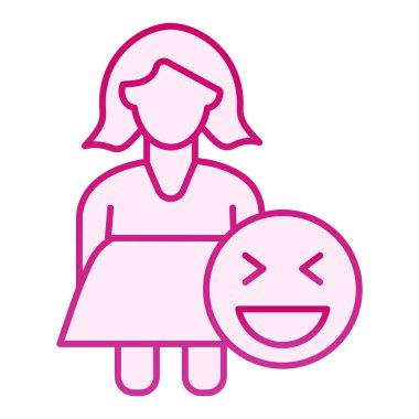 Kadın artı boyut simgesi. Şişman kadın ve emoji pembe simgeleri moda düz stilde. Obez kız gradyan stil tasarımı, web ve uygulama için tasarlandı. Eps 10.