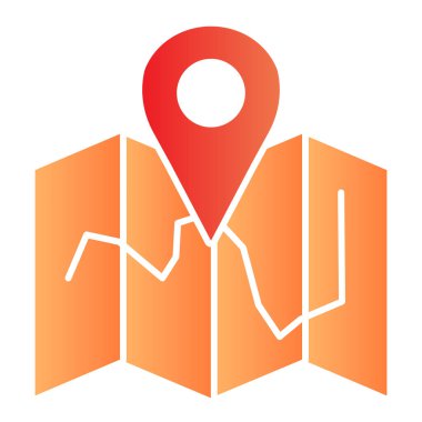 Harita konumu düz simgesi. Moda düz stil iğne rengi simgelerine sahip bir harita. Seyahat gradyan tarzı tasarım, ağ ve uygulama için tasarlanmış. Eps 10.