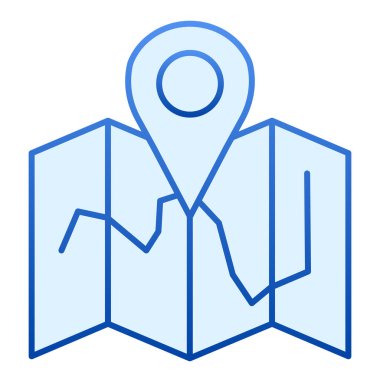 Harita konumu düz simgesi. Moda düz stil mavi simgeli harita. Seyahat gradyan tarzı tasarım, ağ ve uygulama için tasarlanmış. Eps 10.