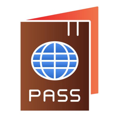 Pasaport yassı simgesi. Kimlik belgesi renk simgelerinin modaya uygun düz stili. Web ve uygulama için tasarlanmış turizm gradyan tarzı tasarım. Eps 10.