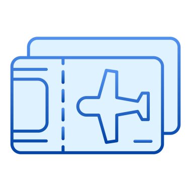 Uçak bileti ikonu. Uçak bileti mavi ikonlar moda düz stil. Web ve uygulama için tasarlanmış turizm gradyan tarzı tasarım. Eps 10.