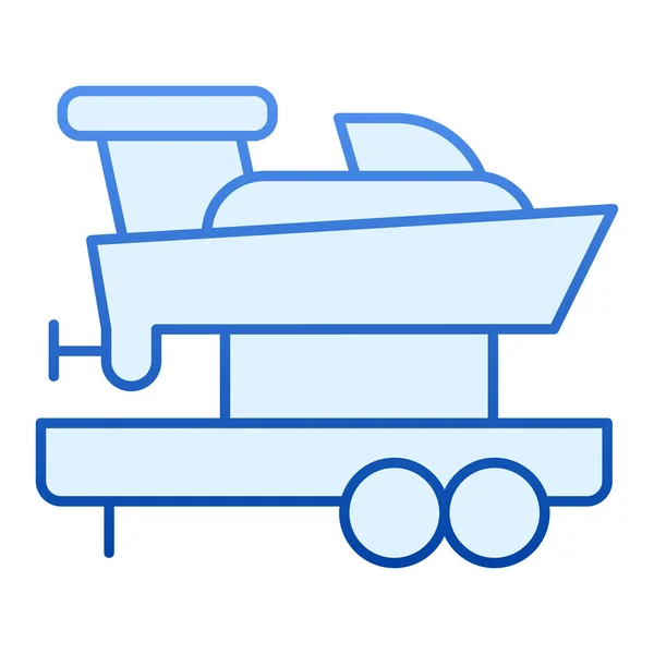 Voilier sur camion icône plate. Bateau avec remorque icônes bleues dans le style plat à la mode. Conception de style dégradé de transport maritime, conçu pour le web et l'application. Eps 10 . — Image vectorielle