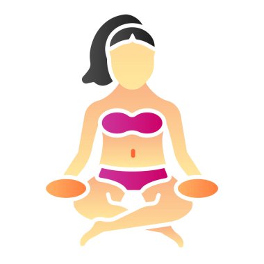 Düz ikon meditasyon yapan kadın. Lotus düz moda renk ikonları oluşturur. Yoga gradyan tasarımı, ağ ve uygulama için tasarlanmış. Eps 10.
