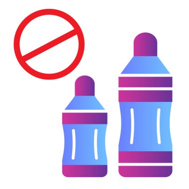Yasak plastik düz ikon. Plastik şişe renkli simgeleri düz moda olarak yasaklıyor. Plastik yasaklanmış gradyan stil tasarımı, web ve uygulama için tasarlandı. Eps 10.