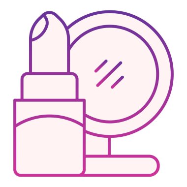 Ruj ve ayna düz simgesi. Kozmetik mor simgeler son moda düz stilde. Makyaj gradyan stil tasarımı, web ve uygulama için tasarlandı. Eps 10.