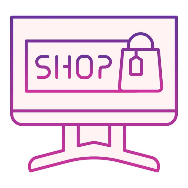 インターネットショッピングフラットアイコン。トレンディーなフラットスタイルのオンラインショッピング紫色のアイコン。Webとアプリ用に設計されたオンラインストア勾配スタイルのデザイン、。Eps 10. — ストックベクタ